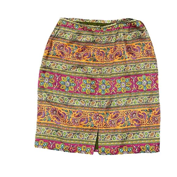 Cardiere‎ et cie Pure Silk Mixed Print Paisley & Floral Mini Pencil Skirt Size 6 - Picture 3 of 10